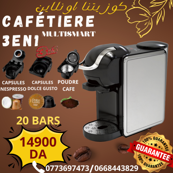 Cafetière 3 en 1 Multi-Capsules 20Bars 1450W Multismart  تخفيضات كبيرة عند كوزينتنا اونلاين ماتضيعش الفرصة